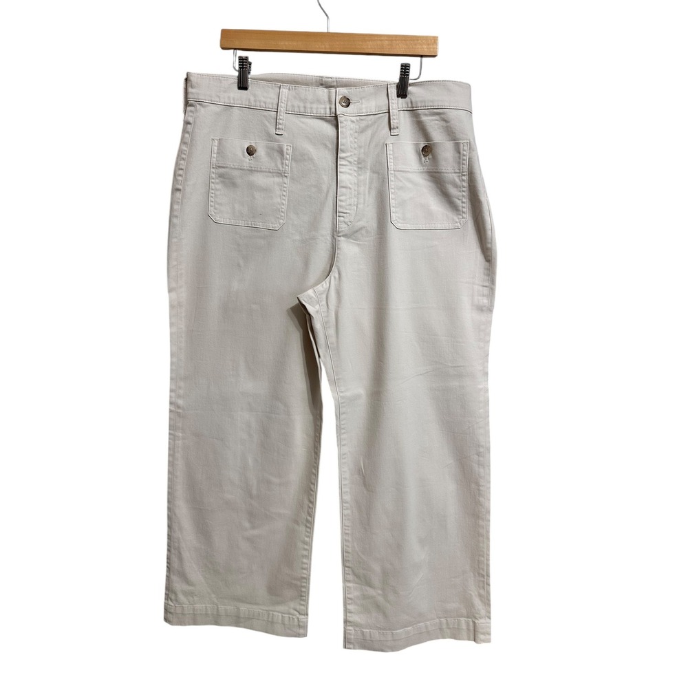 J. Crew Sailor slim Wide Leg‎ Cropped chino Pants Beige Women's Size 34 #BY637